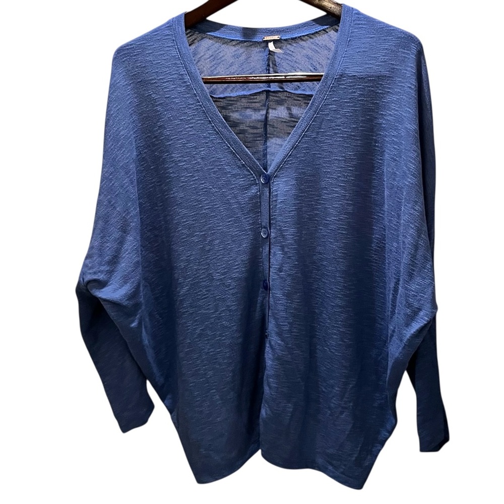 Poof Blue Lightweight Button-up Cardigan Women’s Medium Button Front Long Sleeve